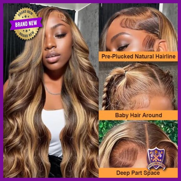 34 Inch Human Hair Lace Front Wig 180% Density Body Wave Pre Plucked main image 6